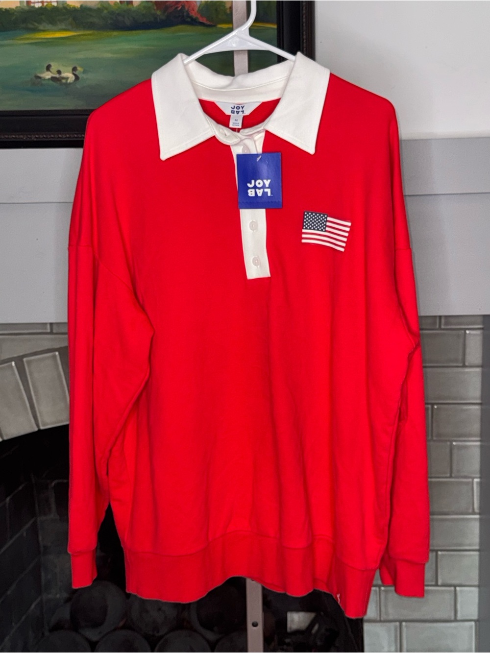 JoyLab Women's Americana French Terry Polo Sweatshirt Sz Medium - NWT - Picture 3 of 5